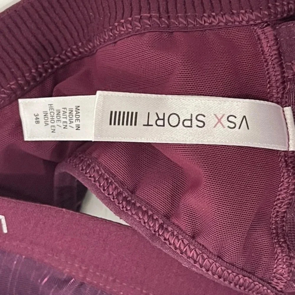 Victoria’s Secret VSX Sport Bra 34B Purple Front Closure Zip Underwire Racerback - Picture 13 of 15